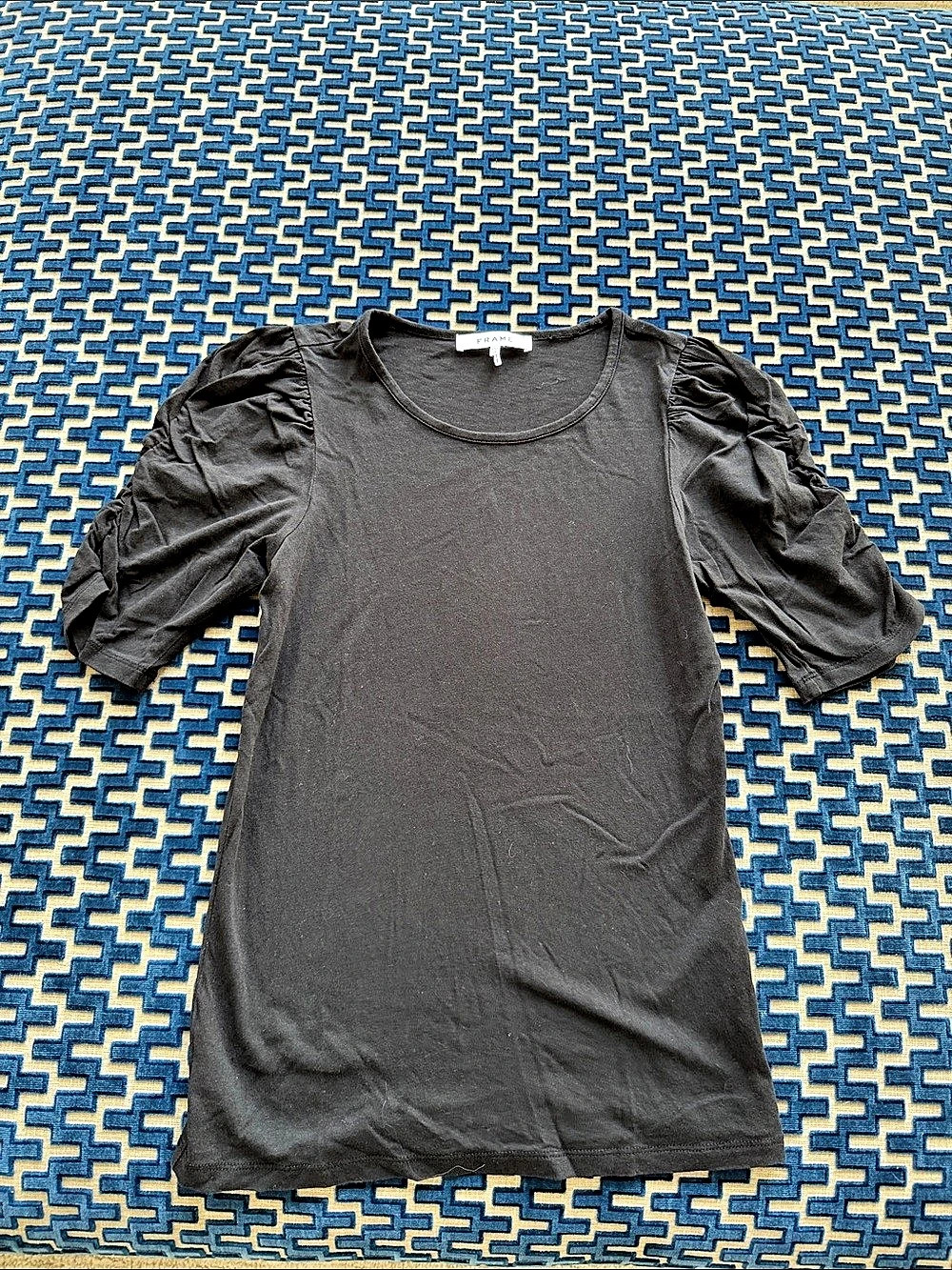 FRAME The Gathered Tee Puff Sleeve Tee Black XS Like New